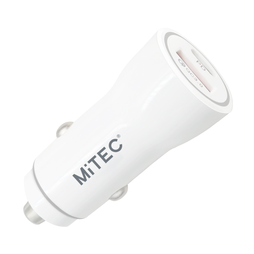 MiTEC MiPOWER USB-A/USB-C PD Car Charger 20w White
