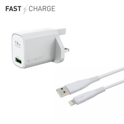 SilverLabel Mains Charger and Lightning Cable Bundle