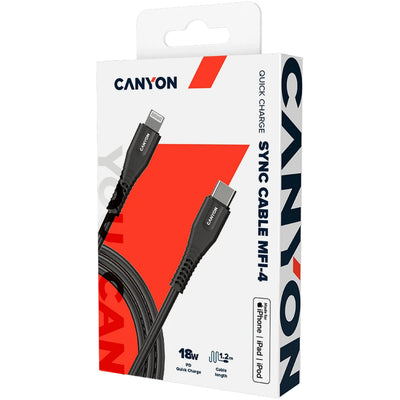 Canyon USB C to MFI Lightning Cable 1m Black