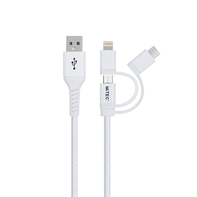 MiTEC MiPOWER Universal Lightning | USB-C | Micro USB to USB-A Braided Cable - 2m
