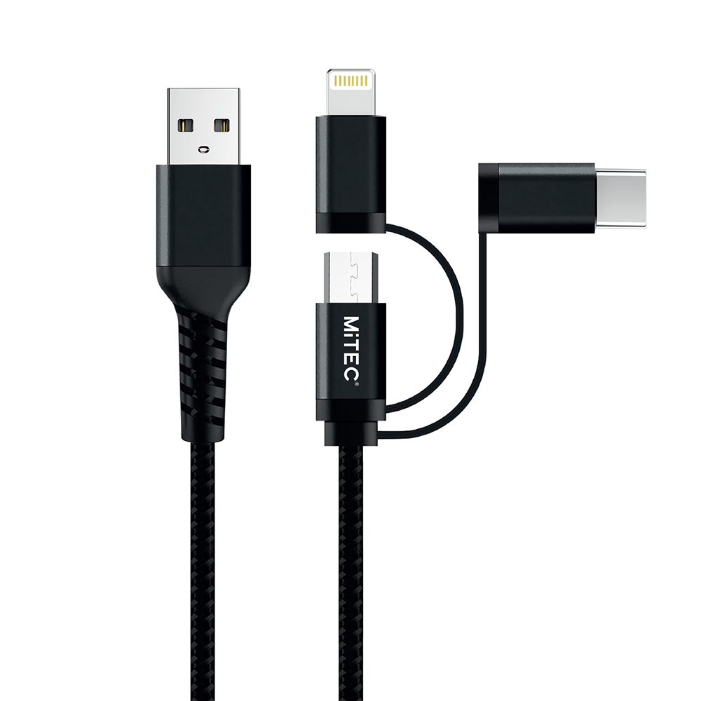 MiTEC MiPOWER Universal Lightning | USB-C | Micro USB to USB-A Braided Cable - 2m