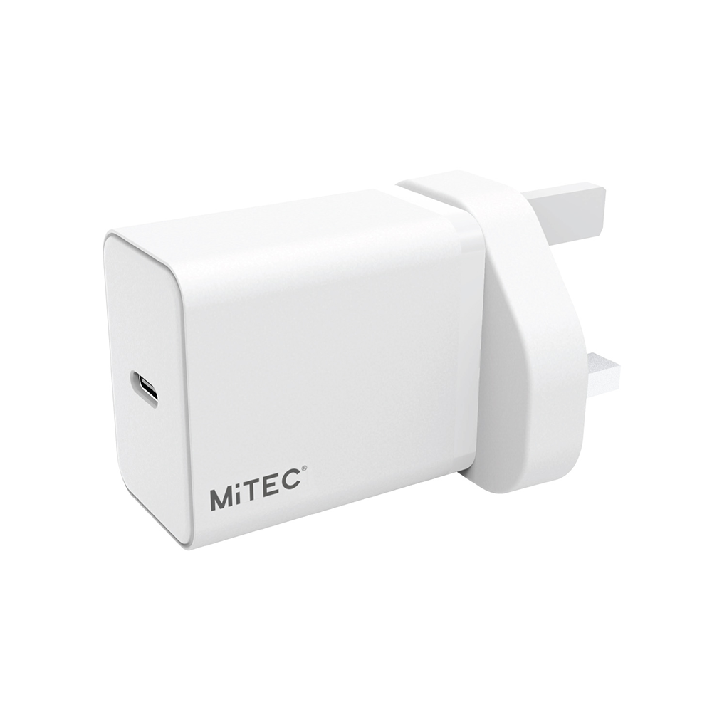 MiTEC MiPOWER PD 20W Fast USB Mains Charger White