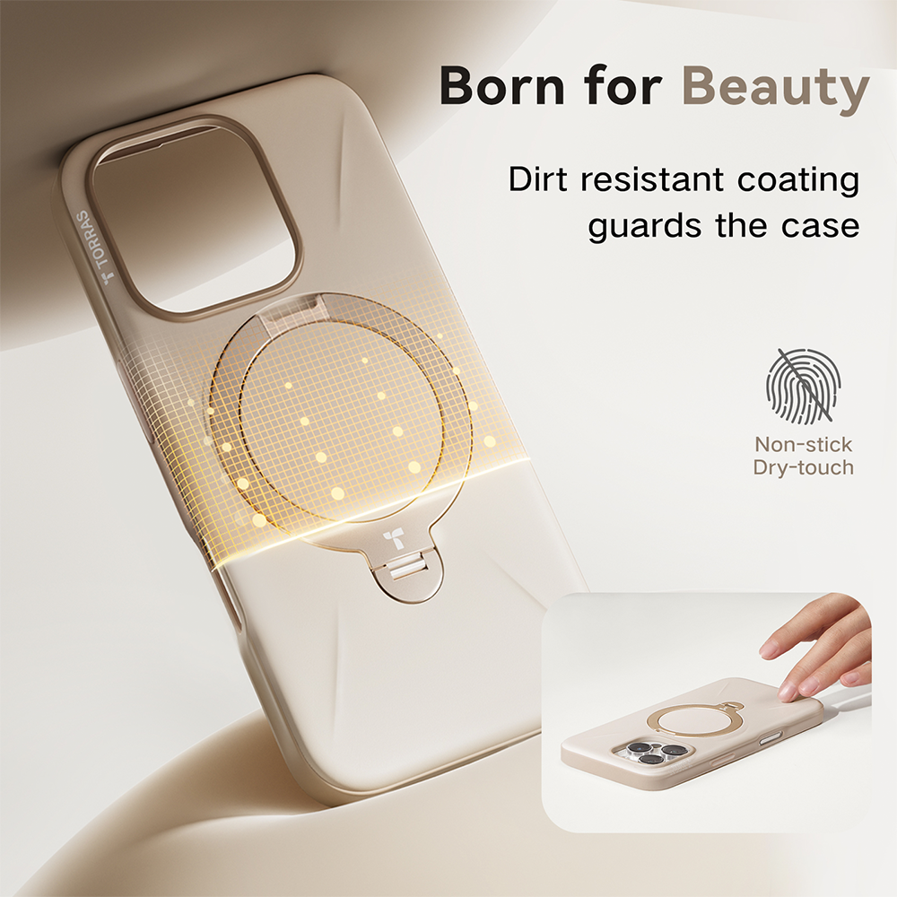 TORRAS Ostand Spin Fusion Case for iPhone 16 Pro Max Desert Gold 