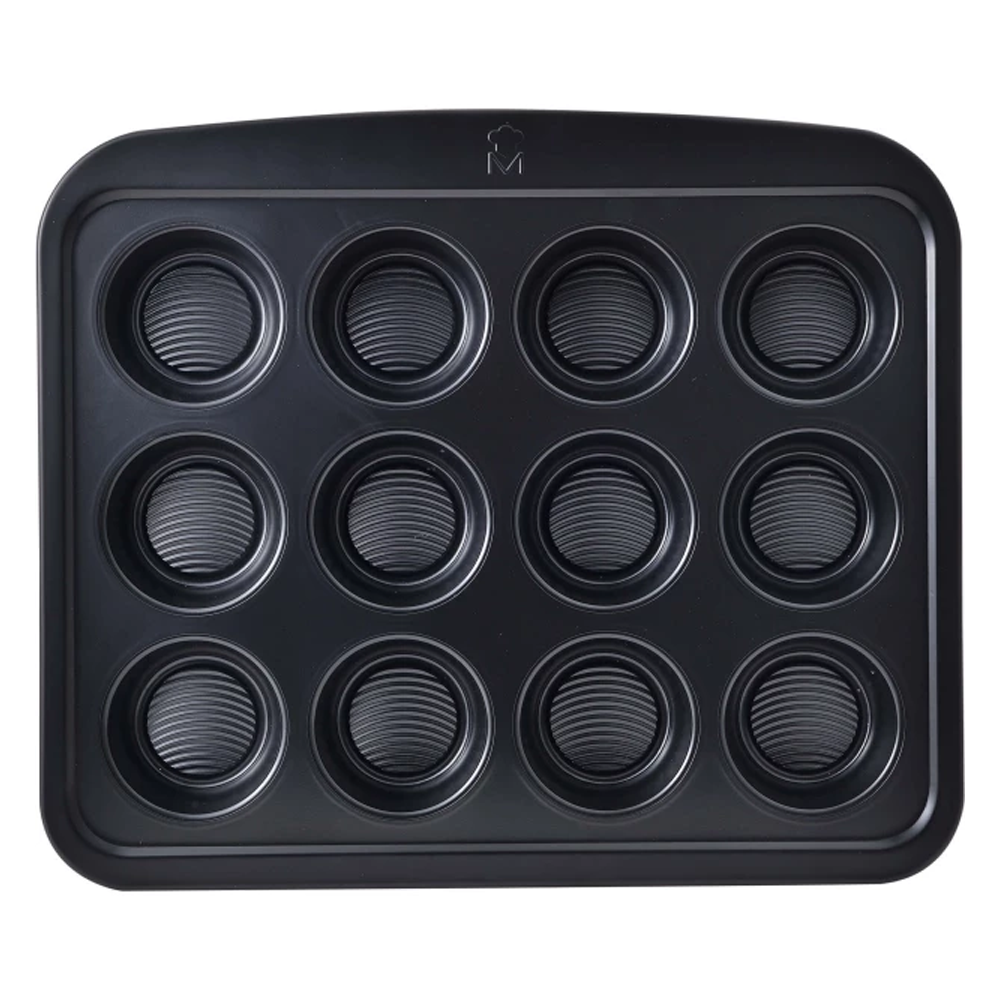 MasterPro 12-Cup Muffin Pan- Black