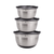 MasterPro Set 3P Bowls 18+22+26cm Stainless Steel with Lid Black