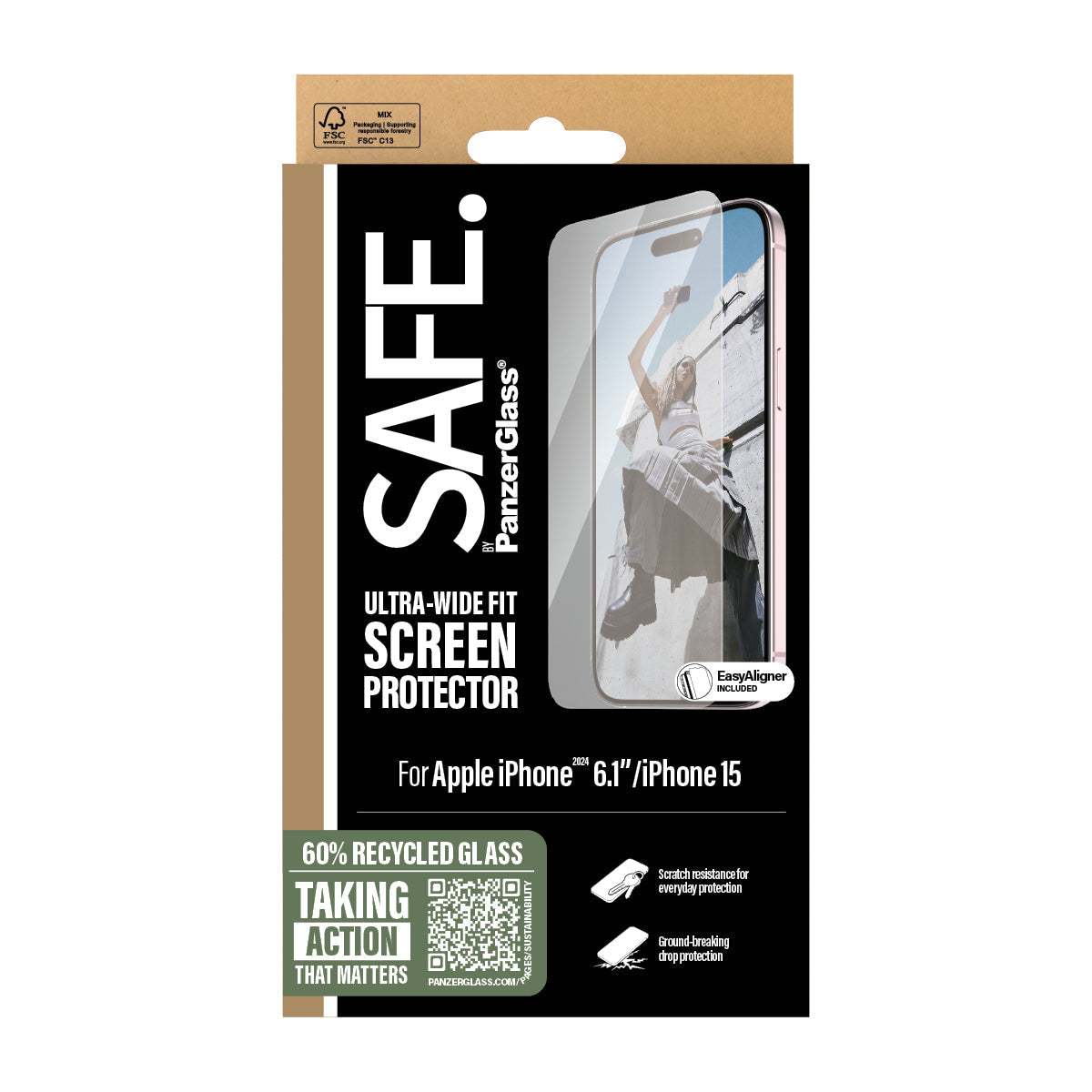 PanzerGlass SAFE Glass Ultra-Wide Screen Protector for iPhone 16 - Clear