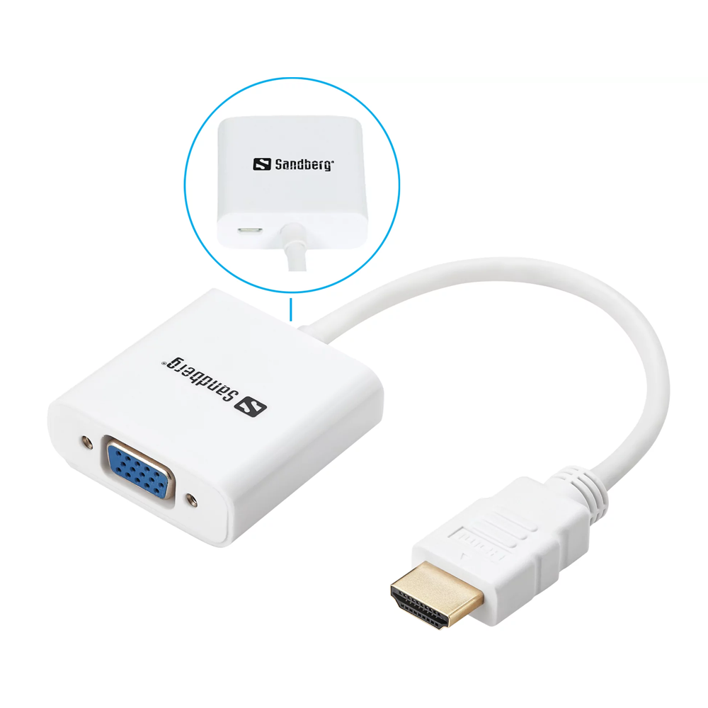 Sandberg HDMI to VGA Converter- White