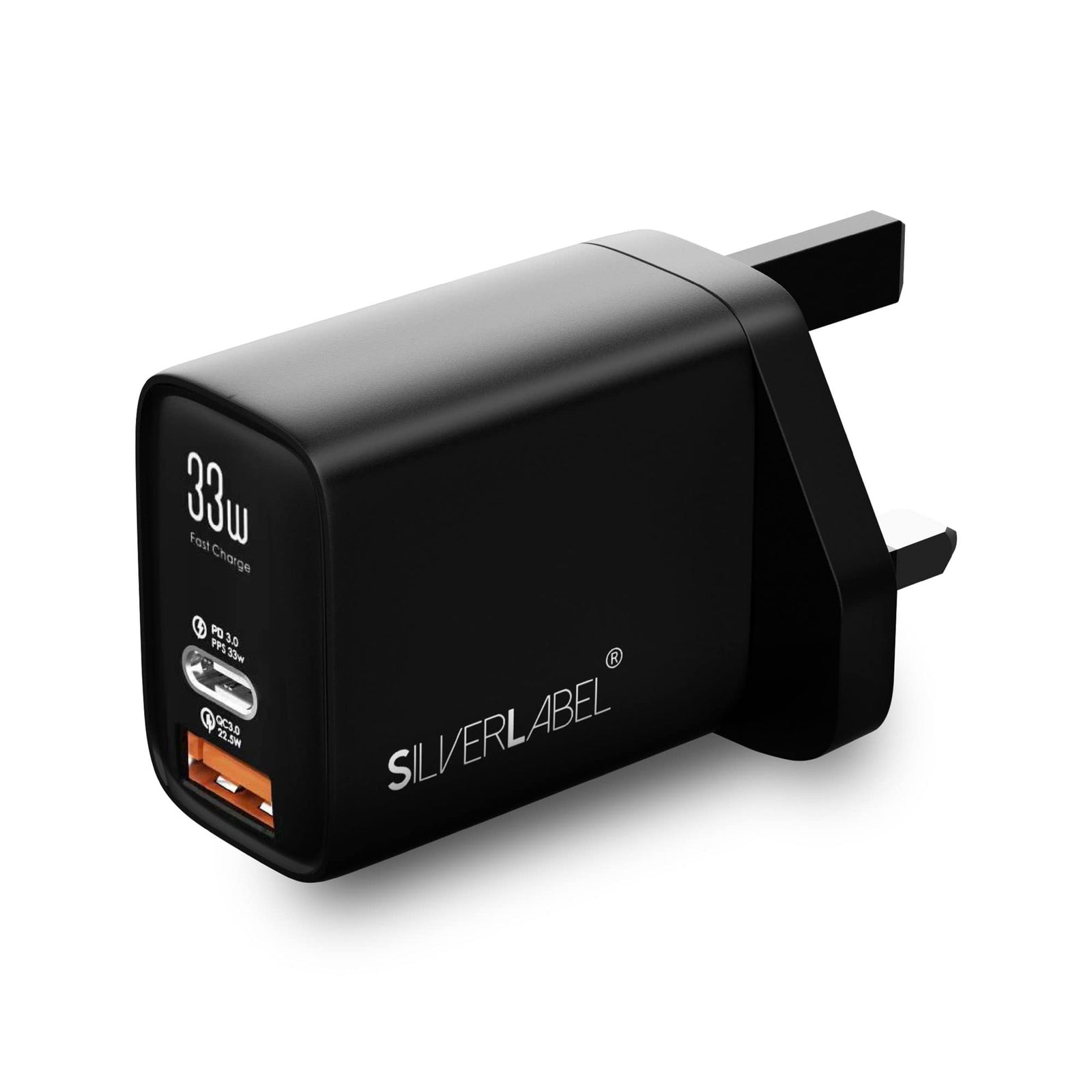 SilverLabel 33W USB-A & PD Mains Charger Black