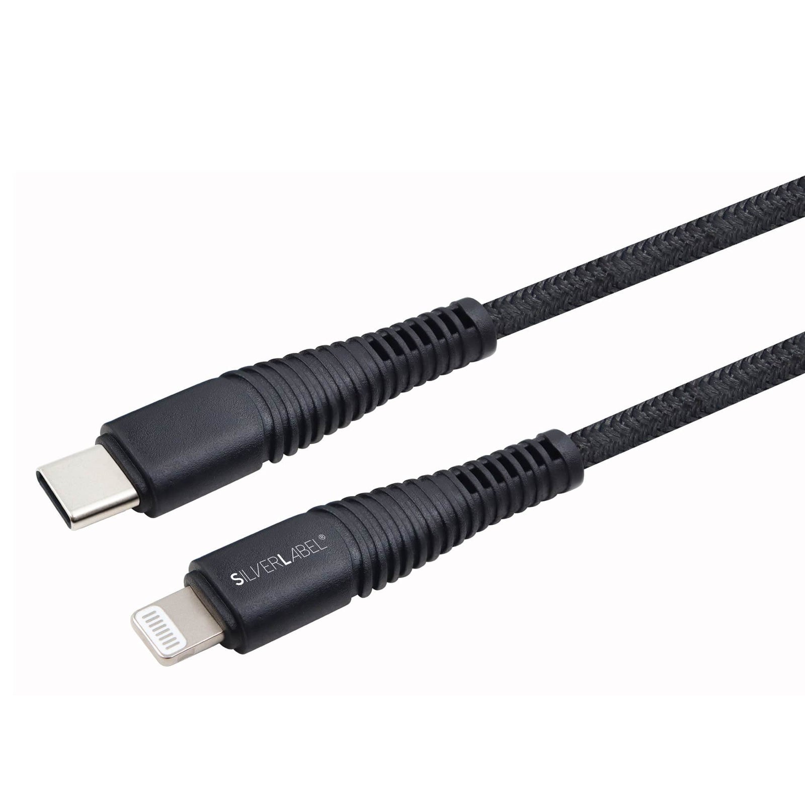 SilverLabel 2m USB-C to Lighting Braided Cable Black