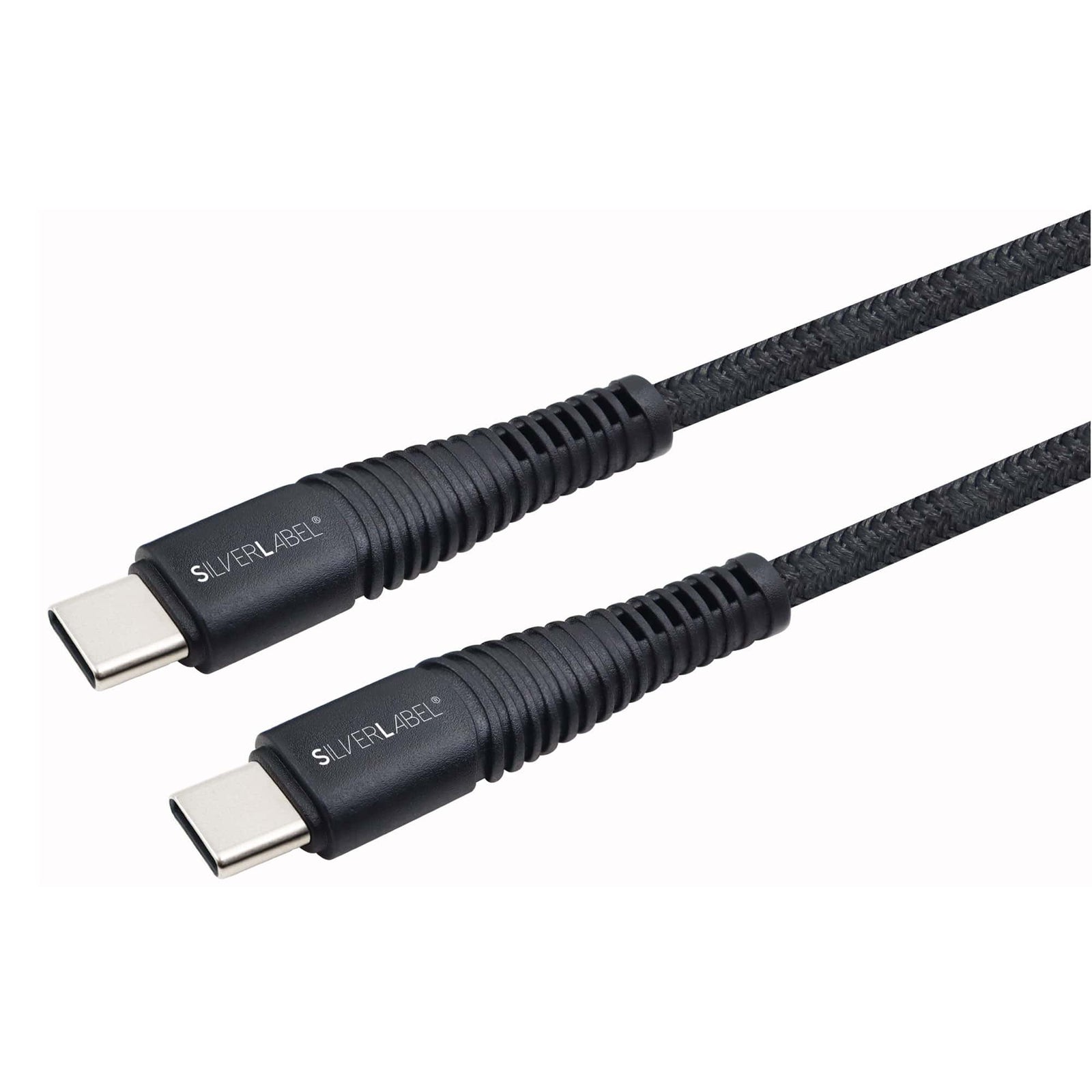 SilverLabel 2m USB-C to USB-C Braided Cable Black