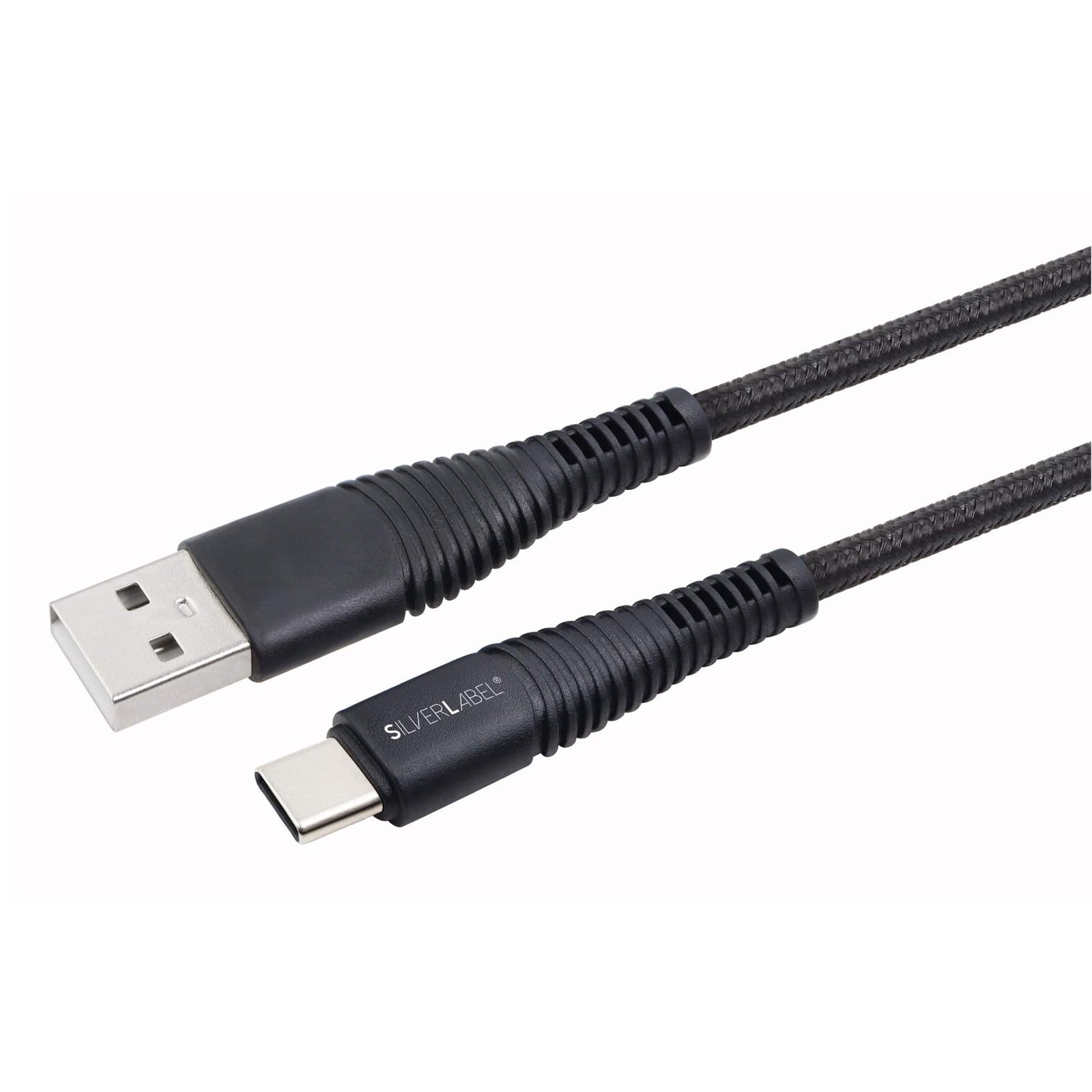 SilverLabel 2m USB-A to USB-C Braided Cable Black