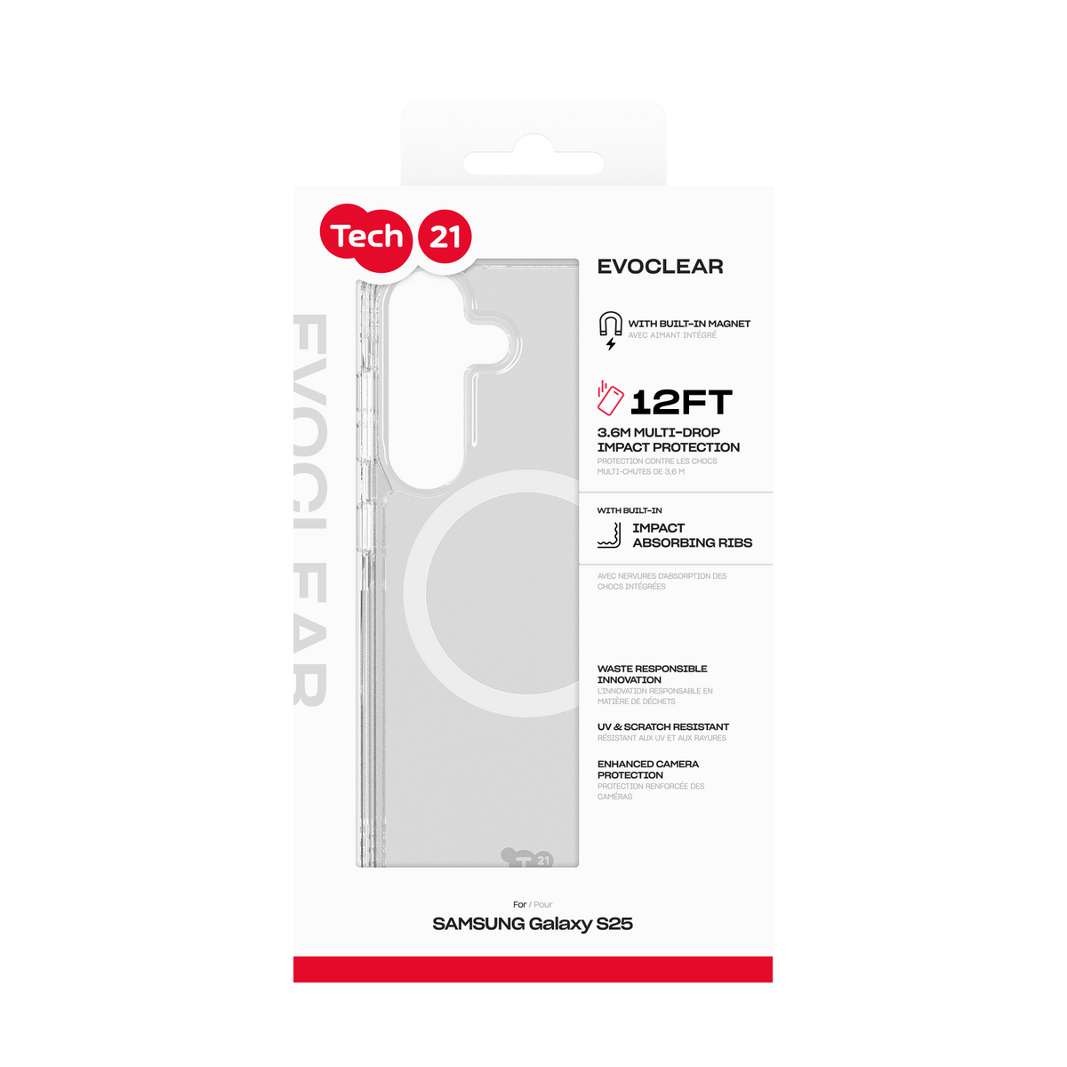 Tech21 EvoClear w/Magnet for Samsung Galaxy S25 - Clear