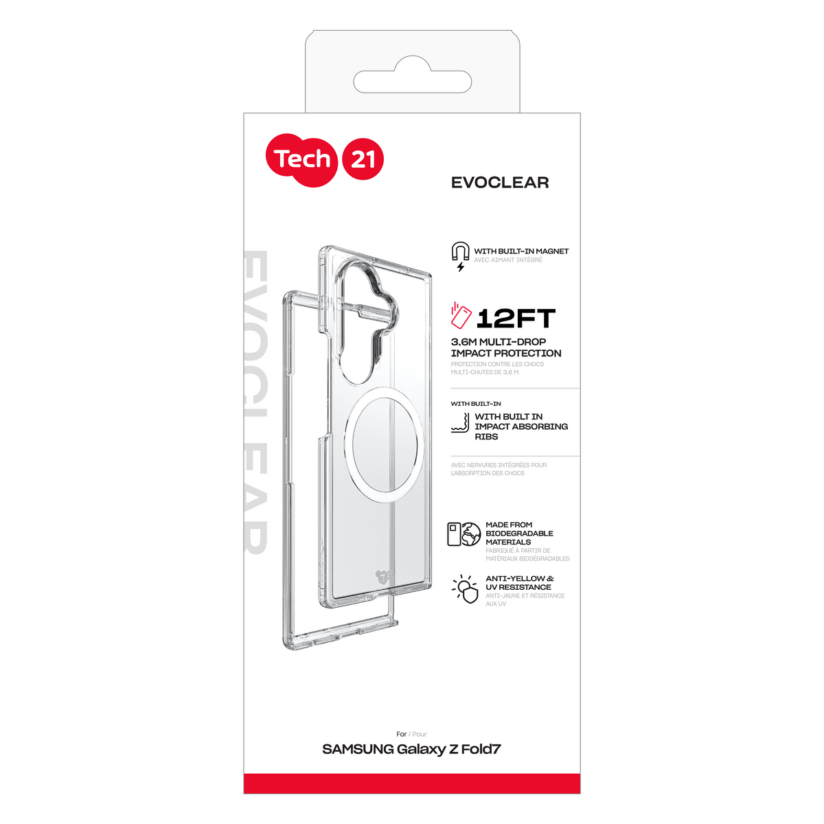 Tech21 EvoClear w/Magnet for Samsung Z Fold7 Clear