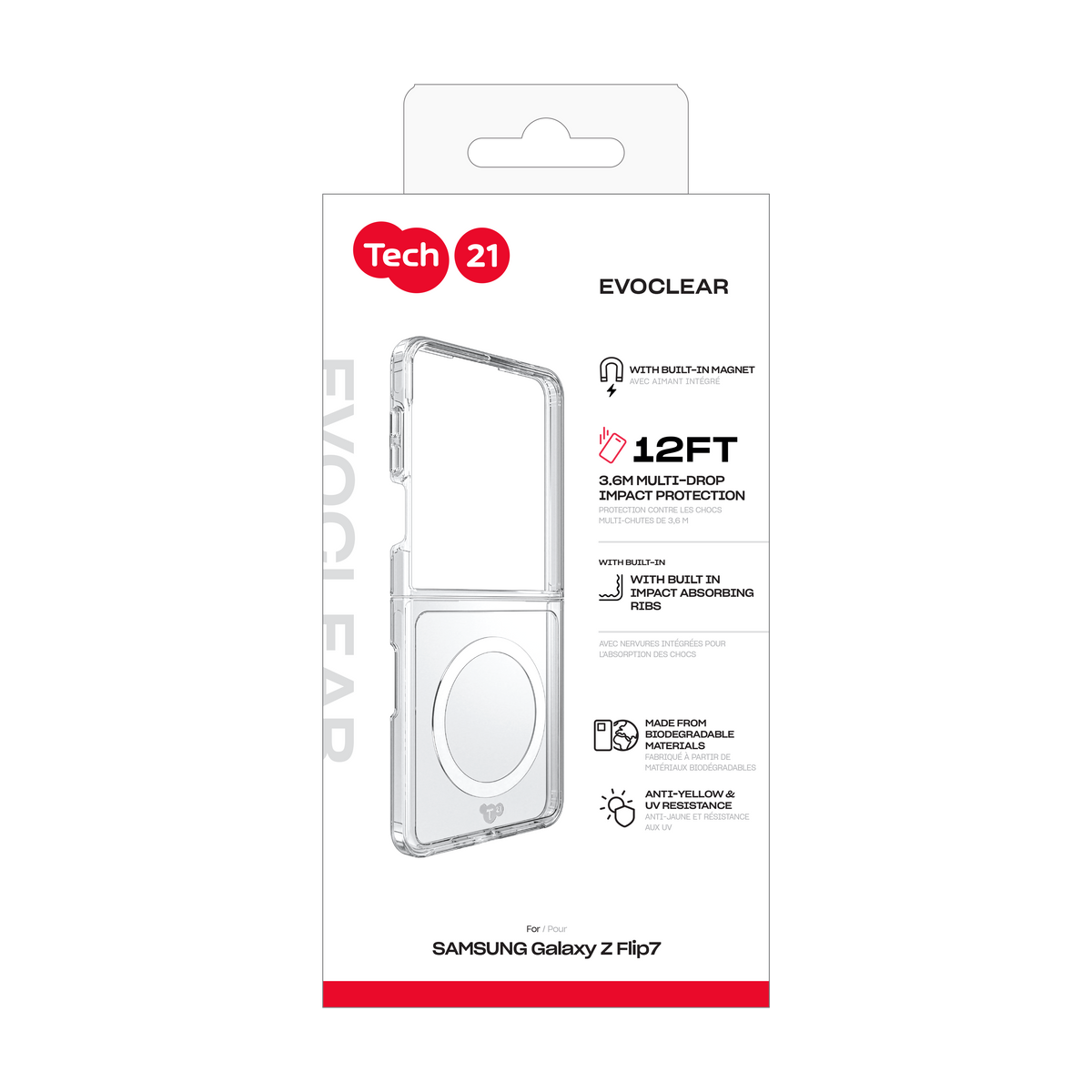 Tech21 EvoClear w/Magnet for Samsung Z Flip7 Clear