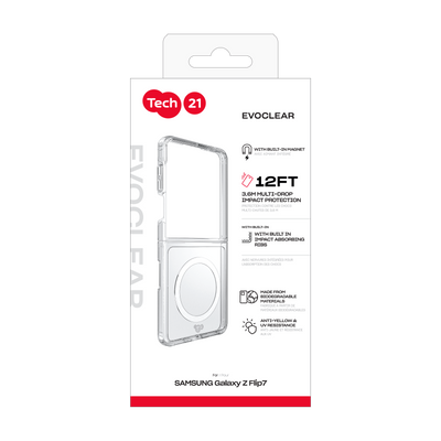 Tech21 EvoClear w/Magnet for Samsung Z Flip7 Clear