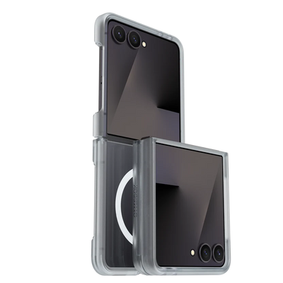 photo of OtterBox Thin Flex Magnet Case Samsung Flip8 Clear front and back view